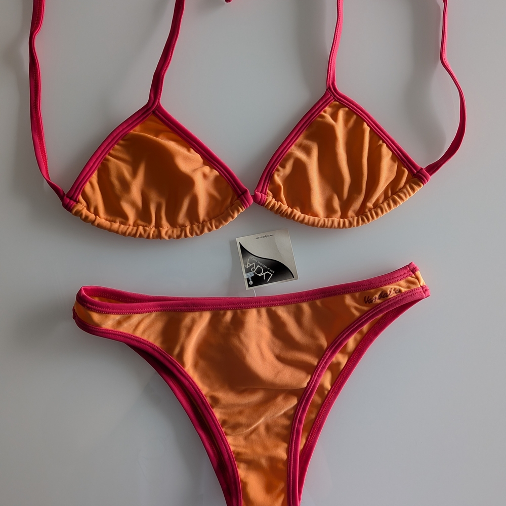 Orange & Hot Pink Two-Piece Bikini Set